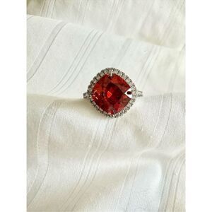 Bright cushion cut ruby red cubic zirconia ring size 8
